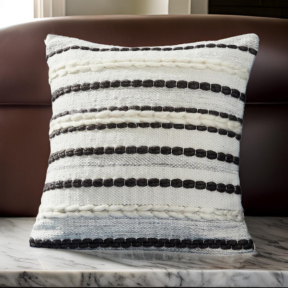 Throw Pillow Cover | 18" | Beaded Lines | Gray