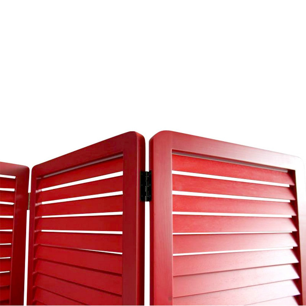 67 Inch 3 Panel Shutter Screen Room Divider Fitted Slats Red BM276716