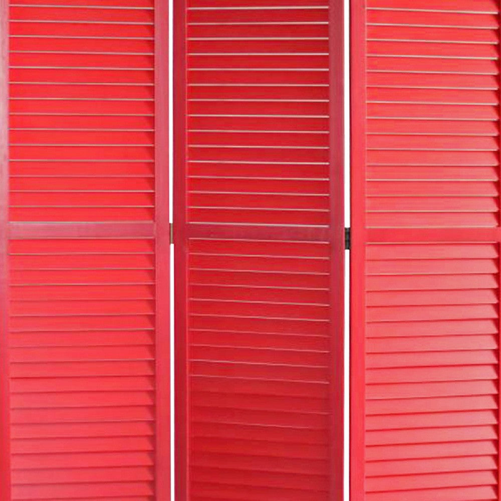 67 Inch 3 Panel Shutter Screen Room Divider Fitted Slats Red BM276716