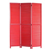 67 Inch 3 Panel Shutter Screen Room Divider, Fitted Slats, Red