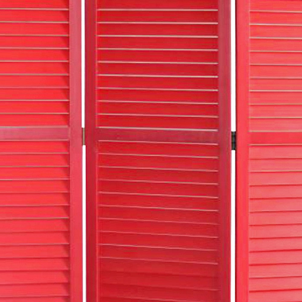 67 Inch 3 Panel Shutter Screen Room Divider Fitted Slats Red BM276716