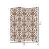 72 Inch 3 Panel Canvas Screen Room Divider Dual Sided Baroque White Brown BM276719