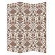 72 Inch 3 Panel Canvas Screen Room Divider, Dual Sided Baroque, White Brown