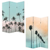 72 Inch 3 Panel Canvas Foldable Room Divider Blue Sky Palm Trees Black BM276720
