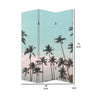 72 Inch 3 Panel Canvas Foldable Room Divider Blue Sky Palm Trees Black BM276720