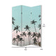 72 Inch 3 Panel Canvas Foldable Room Divider Blue Sky Palm Trees Black BM276720