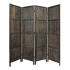 79 Inch Wood 4 Panel Screen Room Divider Crossed Accents Brown BM276723