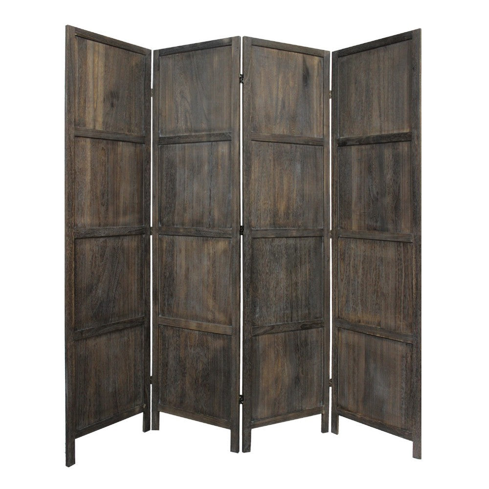 79 Inch Wood 4 Panel Screen Room Divider Crossed Accents Brown BM276723