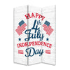 72 Inch 3 Panel Canvas Room Divider Independence Day Flag Blue Red BM276726