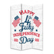 72 Inch 3 Panel Canvas Room Divider Independence Day Flag Blue Red BM276726