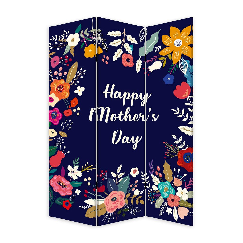 72 Inch 3 Panel Canvas Room Divider Black Painted Mothers Day White BM276727