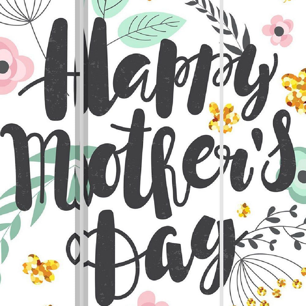 72 Inch 3 Panel Canvas Room Divider Black Painted Mothers Day White BM276727