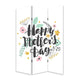 72 Inch 3 Panel Canvas Room Divider, Black Painted Mothers Day, White