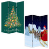 72 Inch 3 Panel Canvas Screen Room Divider Painted Christmas Tree Green BM276728