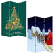 72 Inch 3 Panel Canvas Screen Room Divider Painted Christmas Tree Green BM276728