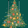 72 Inch 3 Panel Canvas Screen Room Divider Painted Christmas Tree Green BM276728