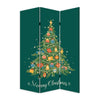 72 Inch 3 Panel Canvas Screen Room Divider, Painted Christmas Tree, Green