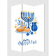 72 Inch 3 Panel Canvas Foldable Room Divider Hanukkah Symbol Multicolor BM276729
