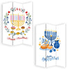 72 Inch 3 Panel Canvas Foldable Room Divider Hanukkah Symbol Multicolor BM276729