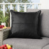 Norm Throw Pillow | 22" Square | Stitched Leather | Black