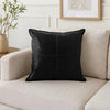 Norm Throw Pillow | 22" Square | Stitched Leather | Black