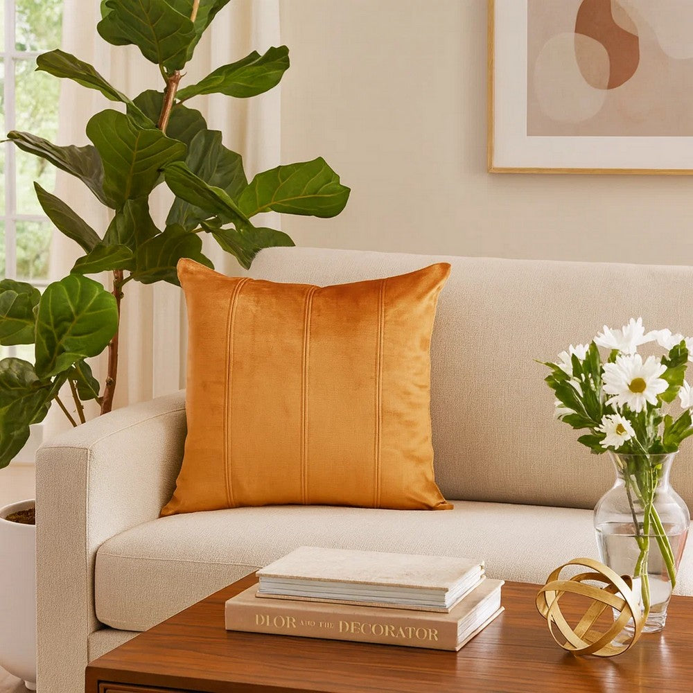 Chad Throw Pillow | 20" Square | Velvet | Plush | Copper