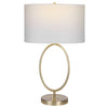 27 Inch Metal Table Lamp Oval Center Ring Gold White By Casagear Home BM277022