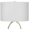 27 Inch Metal Table Lamp Oval Center Ring Gold White By Casagear Home BM277022