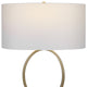 27 Inch Metal Table Lamp Oval Center Ring Gold White By Casagear Home BM277022