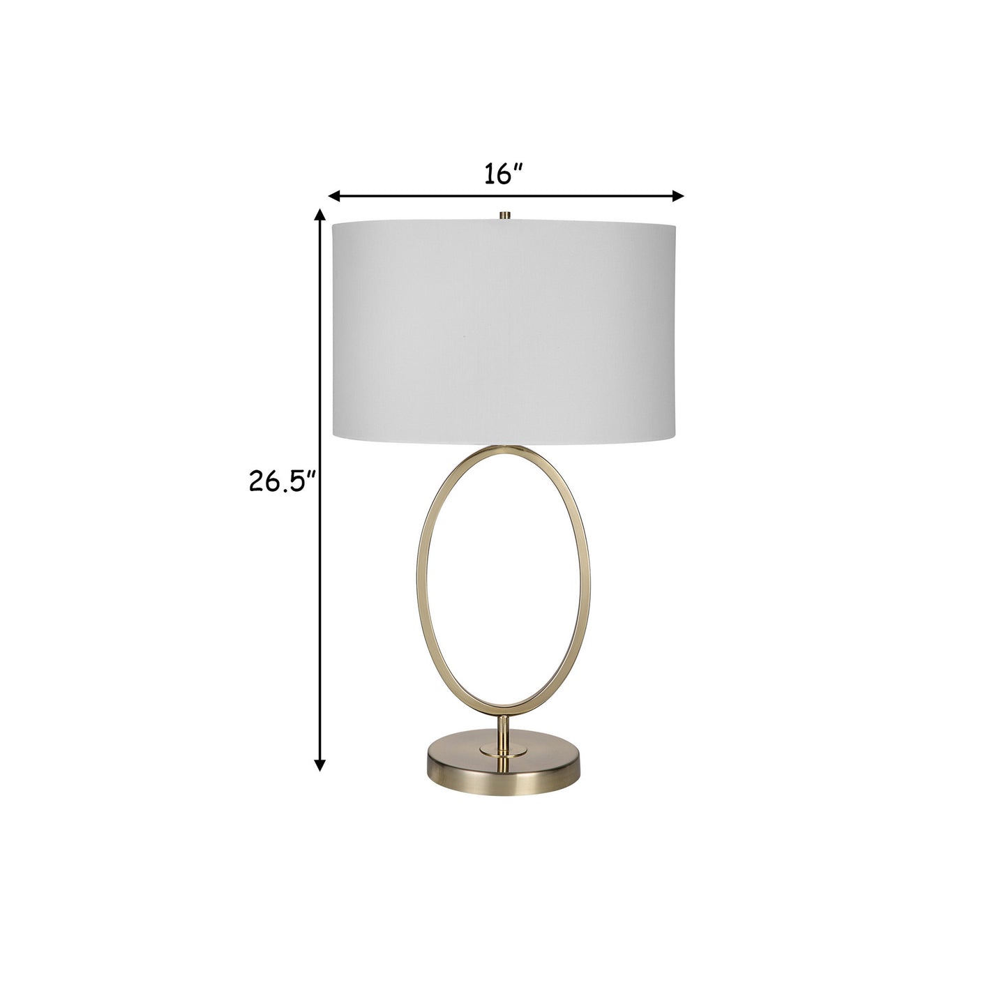 27 Inch Metal Table Lamp Oval Center Ring Gold White By Casagear Home BM277022