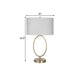 27 Inch Metal Table Lamp Oval Center Ring Gold White By Casagear Home BM277022