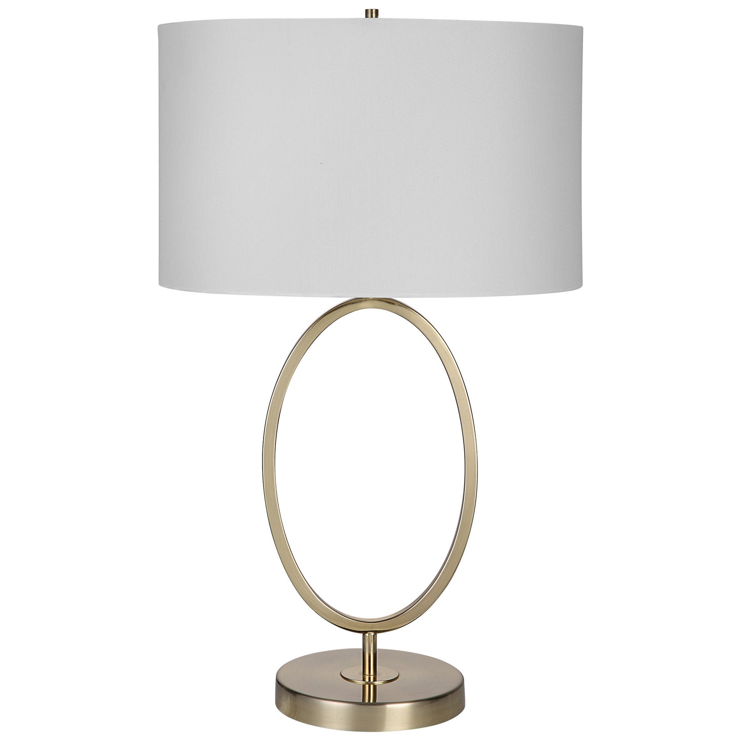 27 Inch Metal Table Lamp Oval Center Ring Gold White By Casagear Home BM277022