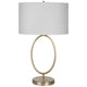 27 Inch Metal Table Lamp Oval Center Ring Gold White By Casagear Home BM277022
