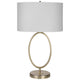27 Inch Metal Table Lamp Oval Center Ring Gold White By Casagear Home BM277022