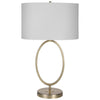 27 Inch Metal Table Lamp Oval Center Ring Gold White By Casagear Home BM277022