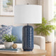 Table Lamp | 27" | Ceramic | Wavy Texture | Blue, Silver, White