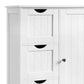 Deavan 32 Inch Wood Multipurpose Storage Cabinet, 3 Drawers, 1 Door, White