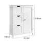 Deavan 32 Inch Wood Multipurpose Storage Cabinet, 3 Drawers, 1 Door, White