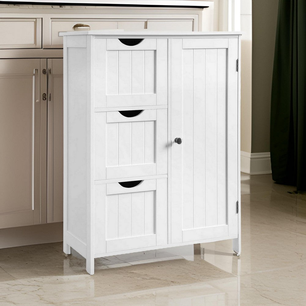 Deavan Cabinet | 32" | Wood | 3 Drawer | 1 Door | White