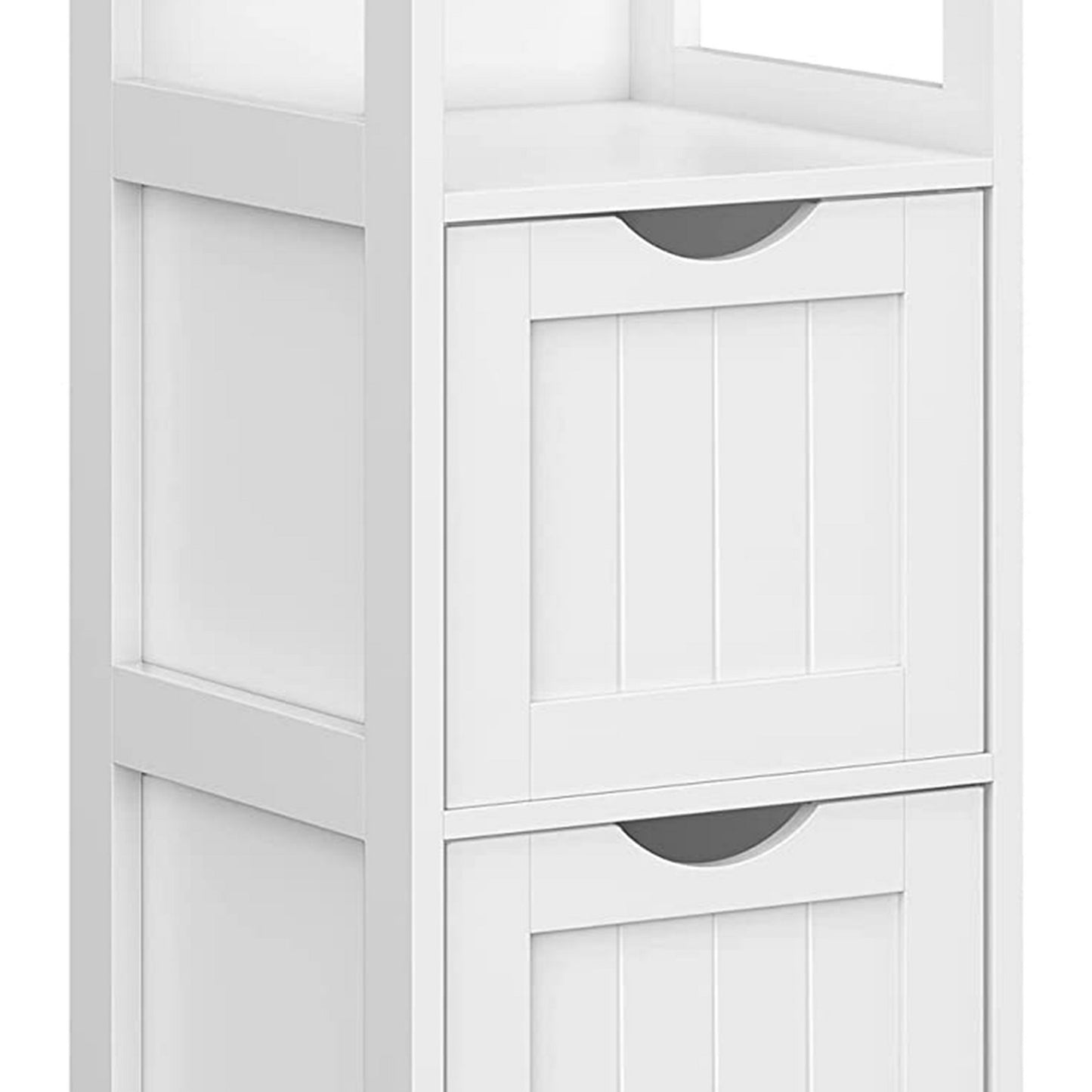 Deavan 35 Inch Multipurpose Bathroom Linen Organizer, 2 Drawers, White