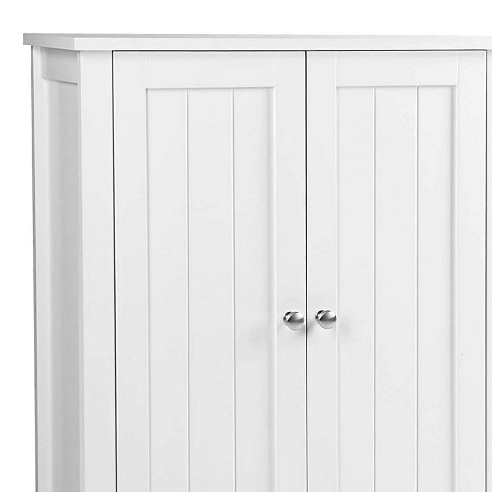 Deavan 31 Inch Wood Bathroom Storage Cabinet 2 Doors Plank Style White By Casagear Home BM277133