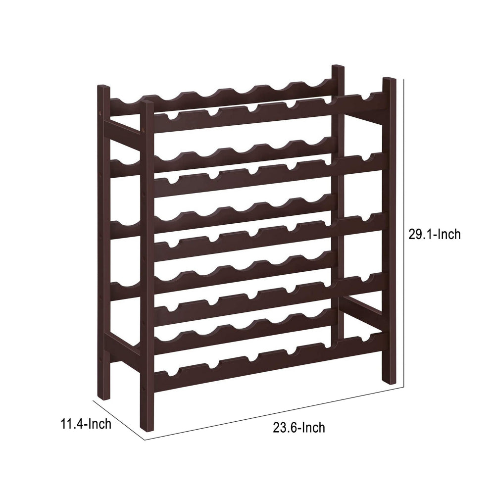Naomi 29 Inch 5 Tier Wine Rack, Bamboo Frame, 30 Bottles, Espresso Brown By Casagear Home