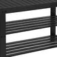 Roy 28 Inch Shoe Bench, 2 Tier Storage Rack, Bamboo Frame, Black By Casagear Home