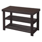 Roy 28 Inch Shoe Bench 2 Tier Storage Rack Bamboo Frame Espresso Brown By Casagear Home BM277150