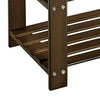 Roy 28 Inch Shoe Bench 2 Tier Storage Rack Bamboo Frame Walnut Brown By Casagear Home BM277151
