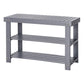 Roy 28 Inch Shoe Bench, 2 Tier Storage Rack, Bamboo Frame, Gray By Casagear Home
