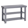 Roy Shoe Bench | 28" | 2 Tier Rack | Bamboo Frame | Gray