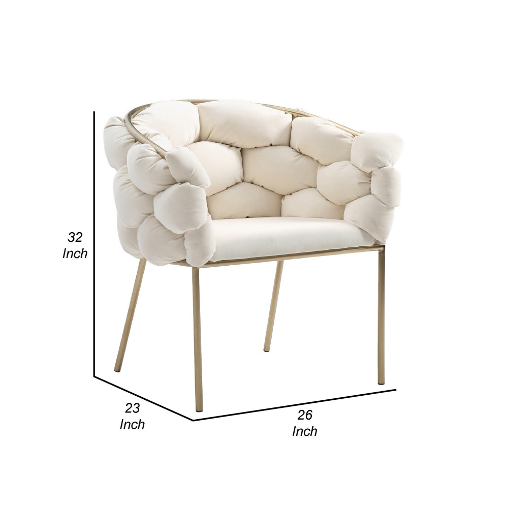 Cid 26 Inch Modern Curved Dining Chair Bubble Tufted Back Cream By Casagear Home BM277309