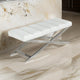 Cid Bench | 47" | Vegan Leather | Steel Legs | White, Silver