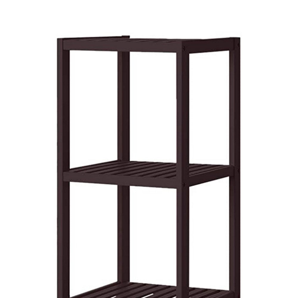 57 Inch Multifunctional Storage Rack Shelves 5 Tier Bamboo Dark Brown By Casagear Home BM277378